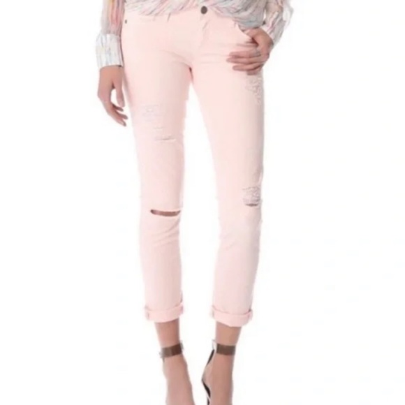 Paige Skyline Ankle Peg Jeans Distressed Pink size 28 - Picture 2 of 7